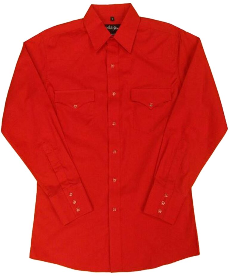 Womens long sleeve Pearl Snap Red shirt Product Image