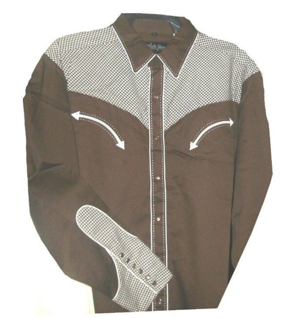 A men's brown and white western shirt.