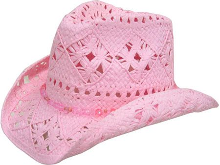 A pink cowboy hat on a white background.