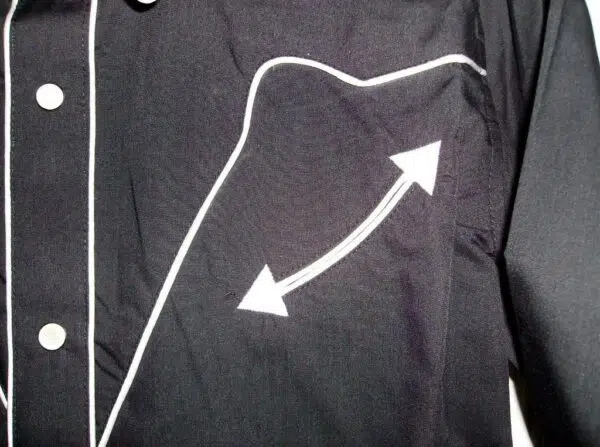 A black shirt with white arrows on it.