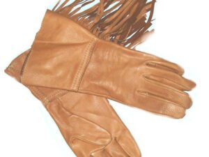 Deerskin leather Saddle Tan Fringe gloves