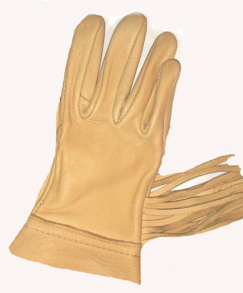Deerskin leather western fringe gloves