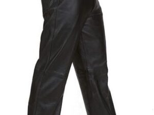 Mens 5 Pocket Black Leather Riding Pants Image
