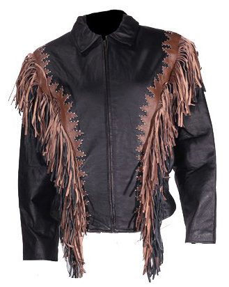 Ladies Brown and black fringe western style jacket Image