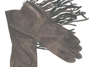 Deerskin Leather Brown Western Fringe Gloves USA Made