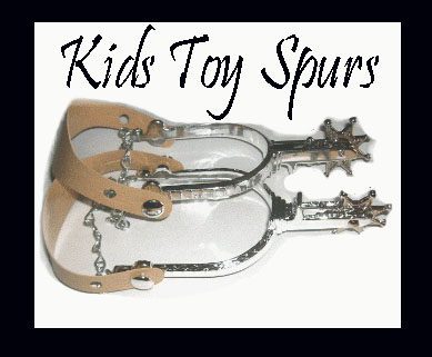 <div class="qsc-html-content"> CHILD TOY SPURS - MADE TO WEAR & USE * Die-cast metal star & chain * Vinyl straps * Toy replica * <span style="color: blue;"><strong>FITS ALL SIZED BOOTS from Toddler to Adult</strong></span> </div> <strong>Condition:</strong> New •