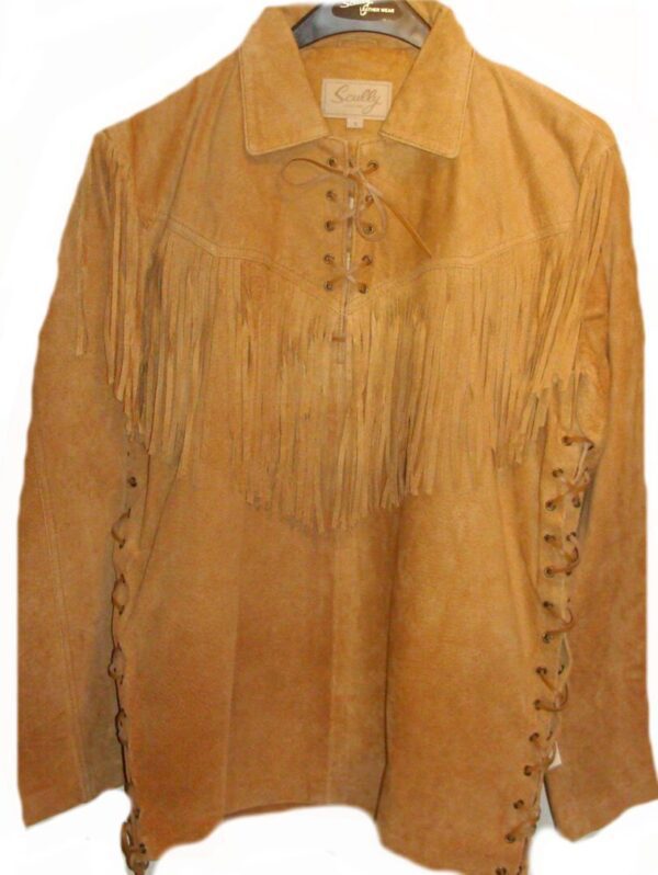 A Mens Scully Bourbon suede western fringe Daniel Boone shirt with fringes.