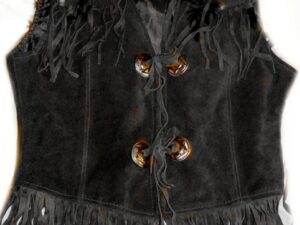 Indian style BLACK Suede fringe vest Product Image