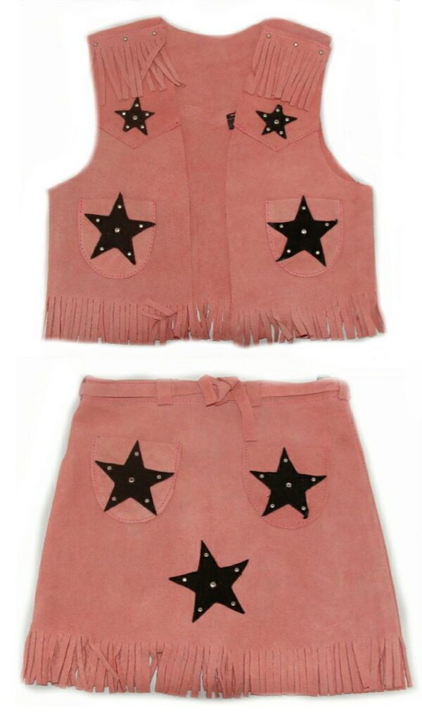 Calamity Pink Girls suede skirt and vest set Product Image