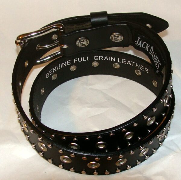 A Ladies Jack Daniel's Black leather studed "Biker Belt" with studs on it.