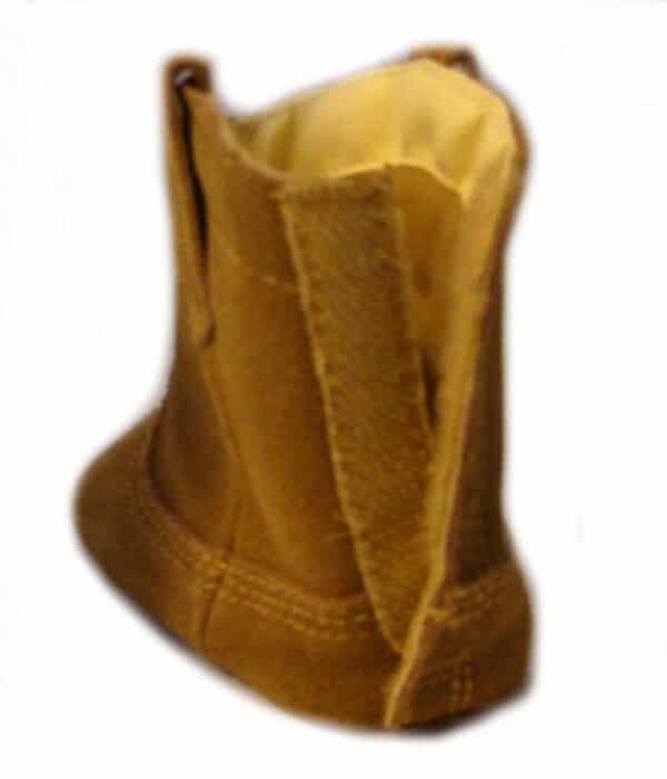 A "Smoky Mtn" Roughout Tan leather baby cowboy boot with a zipper on the side, perfect for little cowboys.