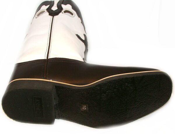 A "Western Cross" Womens 10 Brown Crepe cowboy boot on a white surface.