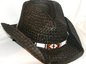 A "Lakotoa" Bailey straw cowboy hat with a beaded bead.
