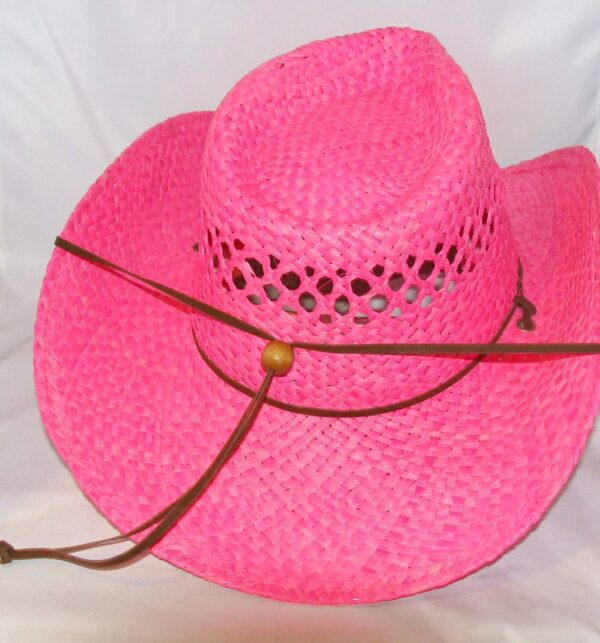 Summit HOT PINK straw cowboy hat - draw string - The Wild Cowboy, LLC