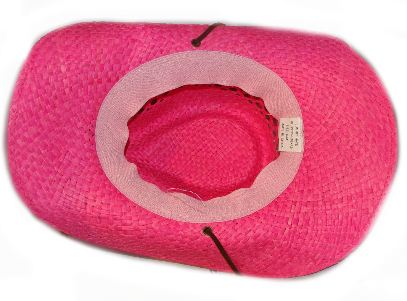 Summit HOT PINK straw cowboy hat - draw string - The Wild Cowboy, LLC