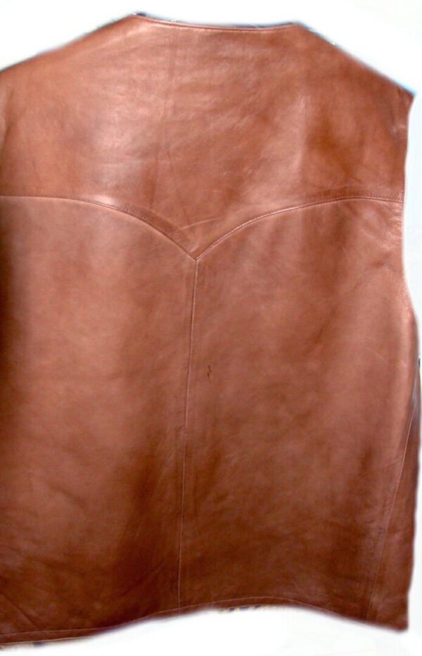 The back view of a Men's Scully Lambskin Leather Traditional Antique Western Vest.