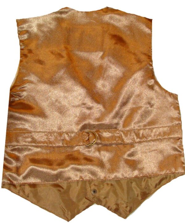 The back of a Scully Kids Bourbon Boar Suede Western vest with a belt.