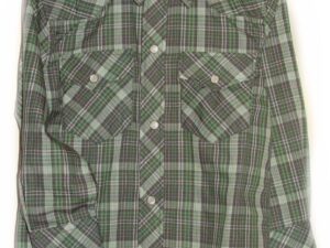 Child pearl snap, Green Plaid western shirt Product Image