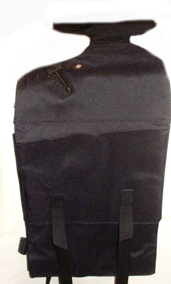 A black Economy Nylon horse saddle bag with two straps on it.
