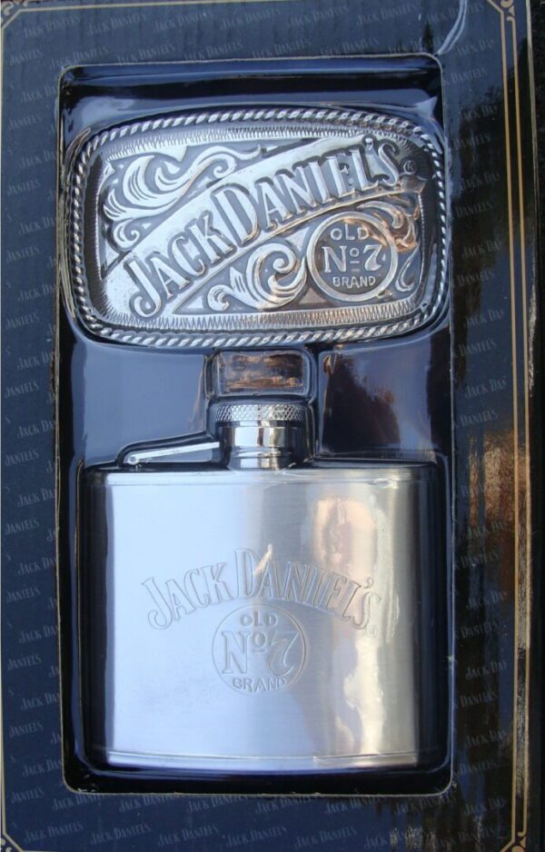 Jack Daniel Stainless Steel Flask Rectangle buckle gift set