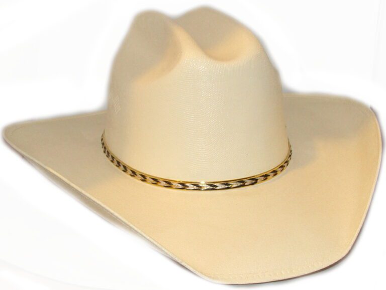 A Canvas Gold Banded Cream Adult Cattleman cowboy hat on a white background.