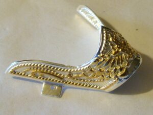 Fancy Silver and Gold Angled cowboy boot tips