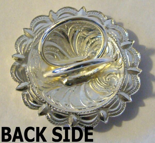 A "Big Jay" Silver western scarf slide with a ring on the back side.