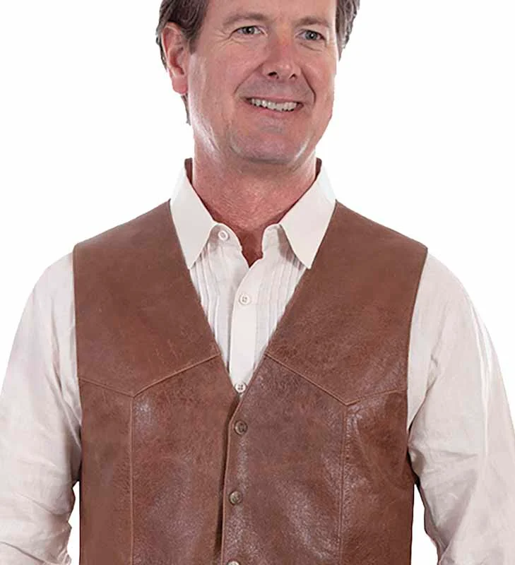 Scully Men’s Snap Front Western Vest – Vintage Brown Lambskin - S to 5X 3 Scully Men’s Snap Front Western Vest – Vintage Brown Lambskin - S to 5X