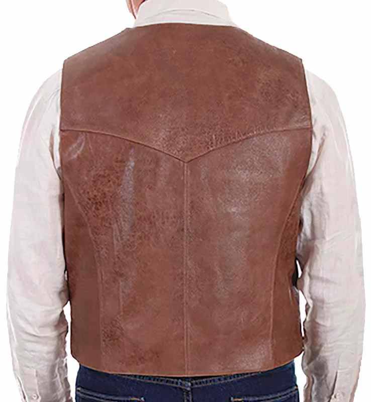 Scully Men’s Snap Front Western Vest – Vintage Brown Lambskin - S to 5X 2 Scully Men’s Snap Front Western Vest – Vintage Brown Lambskin - S to 5X