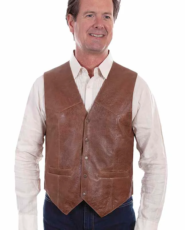 Scully Men’s Snap Front Western Vest – Vintage Brown Lambskin - S to 5X 1 Scully Men’s Snap Front Western Vest – Vintage Brown Lambskin - S to 5X