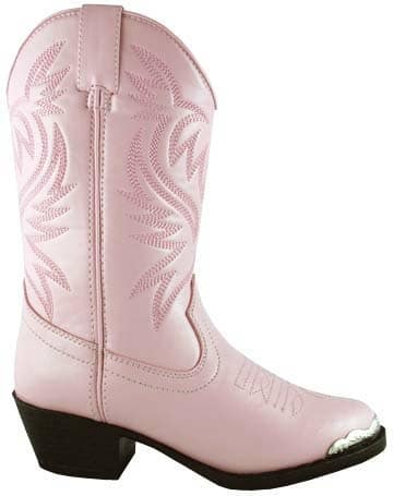 A pink cowboy boot on a white background.