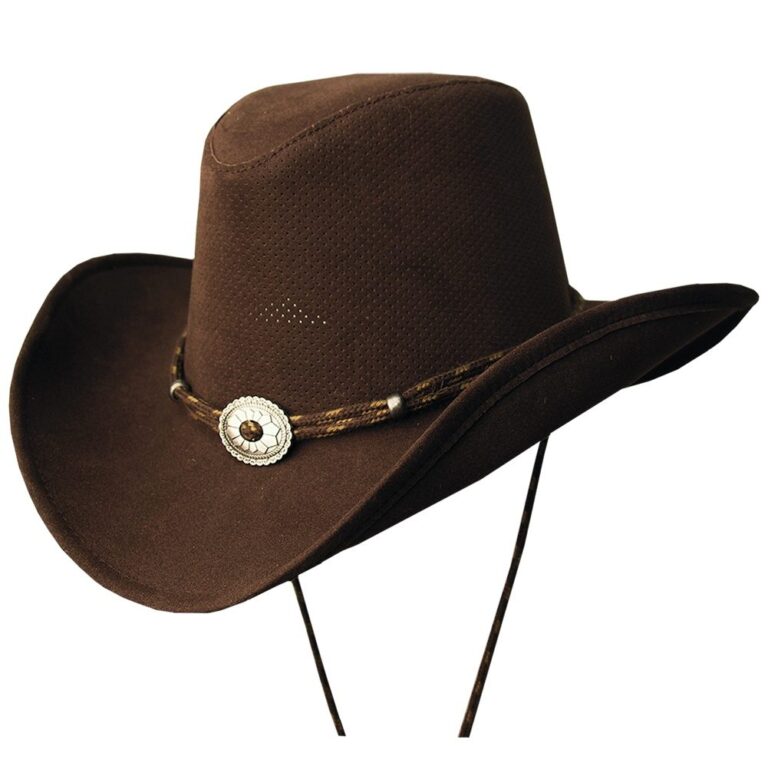 A "Western Plains Breeze" brown kakadu soaka cowboy hat UV rated on a white background, perfect for fans of soaka hats.