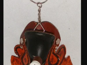 A Western Leather saddle keychain with an eye on it, Horse Saddle Key ring.