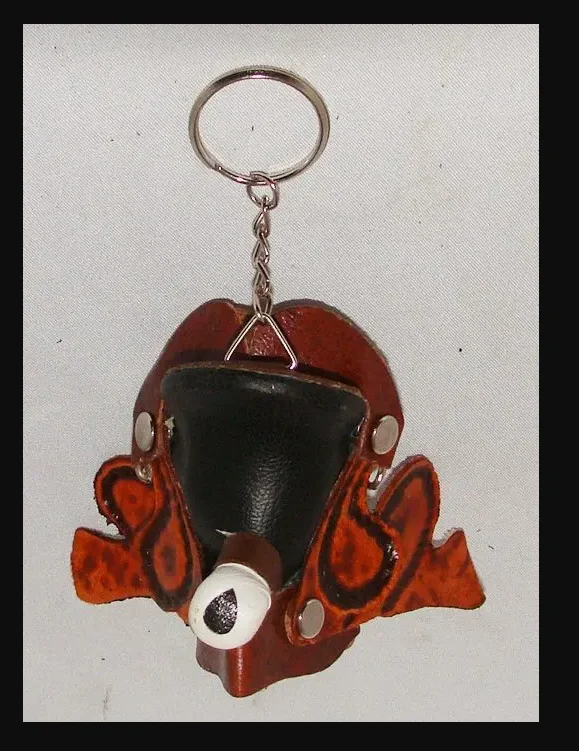 A Western Leather saddle keychain with an eye on it, Horse Saddle Key ring.