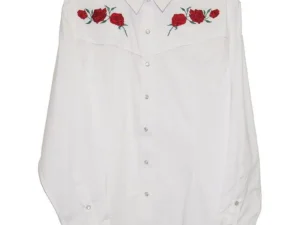 women's red rose embroidered western shirt