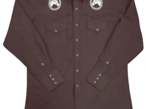 Men's pearl snap Horse Shoe Brown Western Shirt