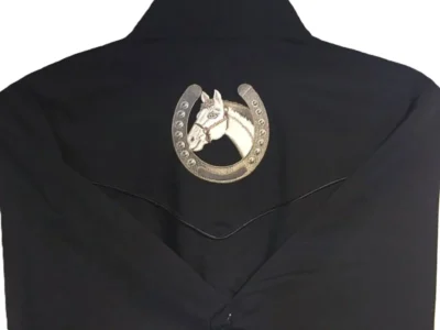 Men's pearl snap Horse Shoe Black Western Shirt