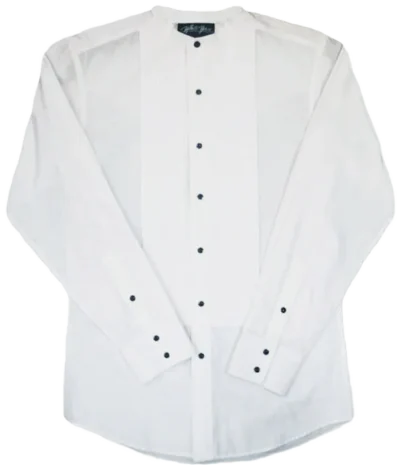 Men's White Pearl Snap Tuxedo shirt