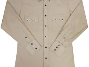 Men's Tan western shirt with diamond pearl snaps