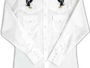 mens eagle embroidered pearl snap western shirt