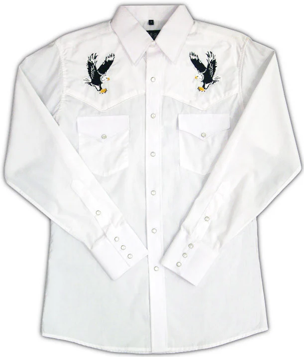 mens eagle embroidered pearl snap western shirt