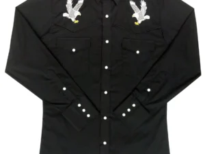 mens eagle embroidered pearl snap western shirt