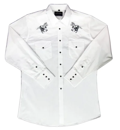 mens horse embroidered pearl snap western shirt
