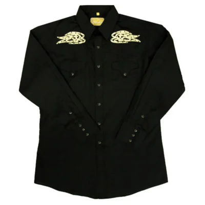 mens angel wings black western shirt