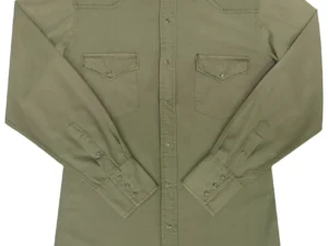 Mens sage green cotton canvas western shirt