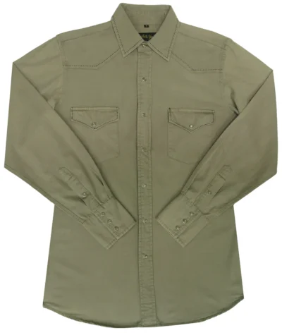 Mens sage green cotton canvas western shirt