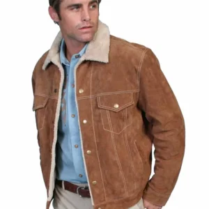 Scully Mens Suede Fur Collar Western Jacket.