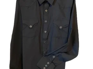 Men's XL Black diamond print tonal western shirt with diamond pearl snaps