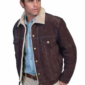 Scully Mens Suede Fur Collar Western Jacket.