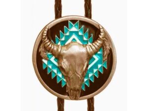 Buffalo Skull Turquoise Indian Bolo Tie